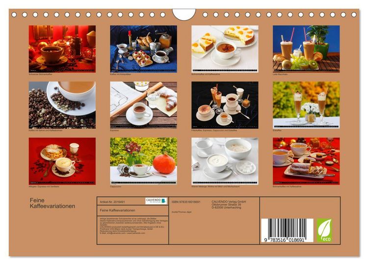 Produktbild: Feine Kaffeevariationen (Wandkalender 2026 DIN A4 quer), CALVENDO Monatskalender