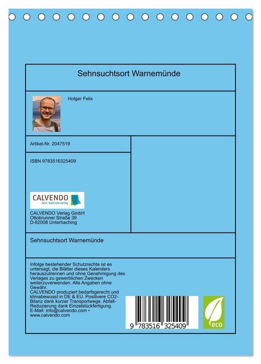 Produktbild: Sehnsuchtsort Warnem&uuml;nde (Tischkalender 2026 DIN A5 hoch), CALVENDO Monatskalender