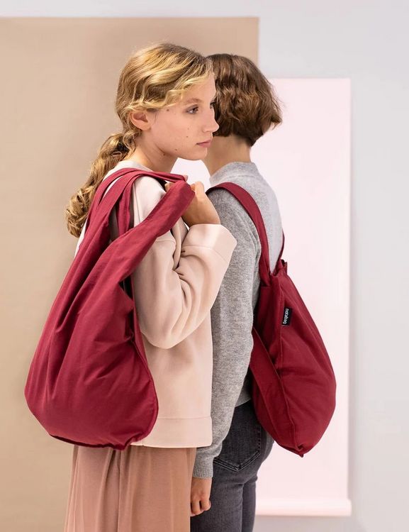 Produktbild: Notabag Original 2in1 Tasche & Rucksack - faltbare Einkaufstasche Backpack Bag - Wine Red