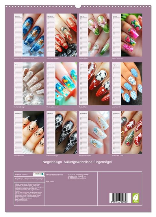 Produktbild: Nageldesign. Au&szlig;ergew&ouml;hnliche Fingern&auml;gel (hochwertiger Premium Wandkalender 2026 DIN A2 hoch), Kunstdruck in Hochglanz