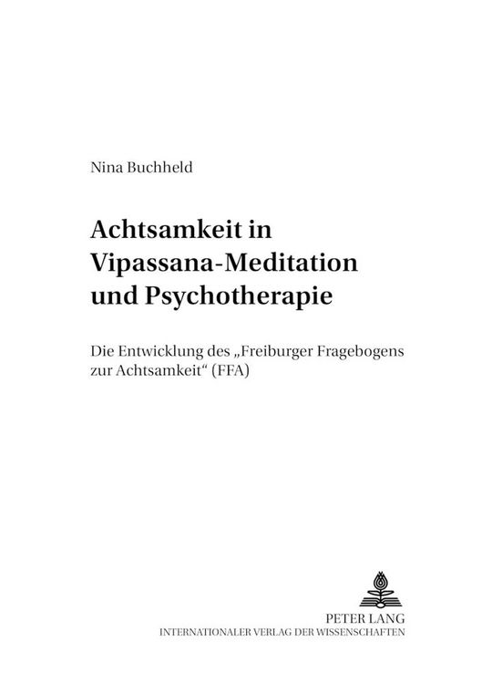Produktbild: Achtsamkeit in Vipassana-Meditation und Psychotherapie