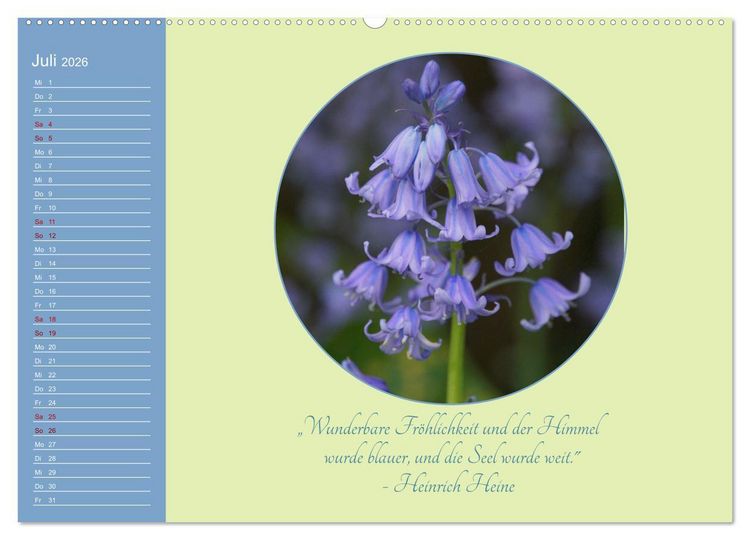 Produktbild: Flora in royalem Blau (hochwertiger Premium Wandkalender 2026 DIN A2 quer), Kunstdruck in Hochglanz