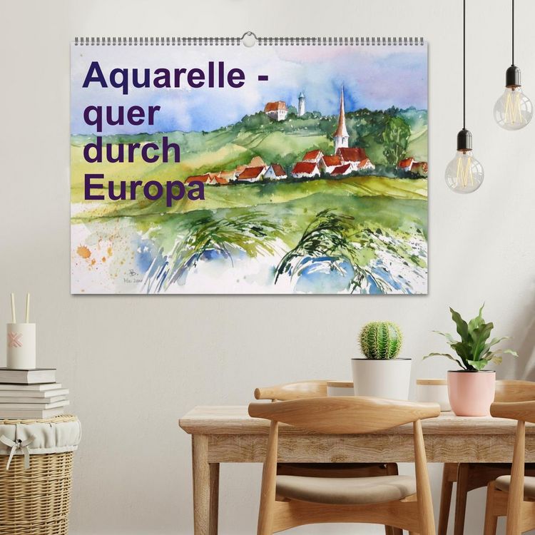 Produktbild: Aquarelle - quer durch Europa (Wandkalender 2026 DIN A2 quer), CALVENDO Monatskalender