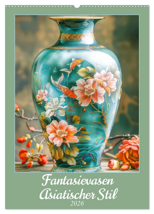 Produktbild: Fantasievasen - Asiatischer Stil (Wandkalender 2026 DIN A2 hoch), CALVENDO Monatskalender