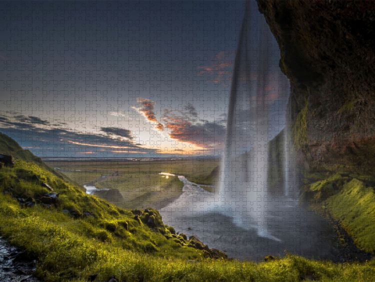 Produktbild: CALVENDO Puzzle Seljalandsfoss Wasserfall | 1000 Teile Lege-Gr&ouml;&szlig;e 64x48cm Foto-Puzzle f&uuml;r gl&uuml;ckliche Stunden