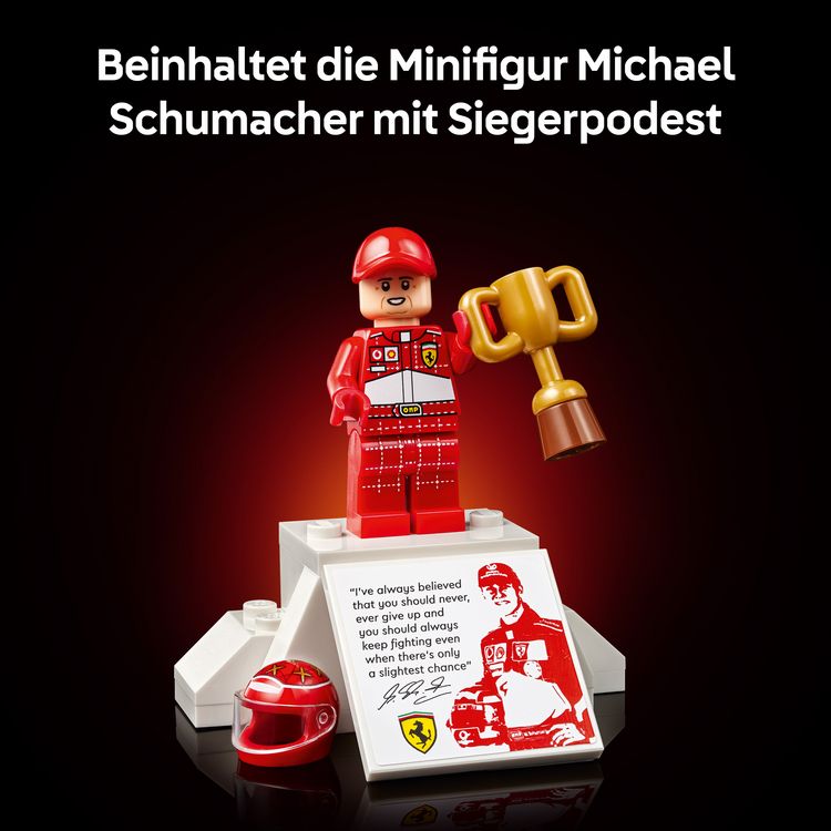 Produktbild: LEGO Icons Ferrari F2004 und Michael Schumacher Formel 1 Auto 11375