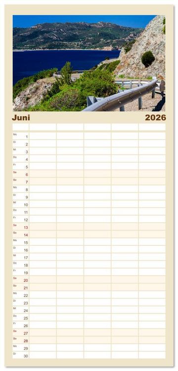Produktbild: Familienplaner 2026 - Sardinien - Impressionen Einer Mittelmeerperle mit 5 Spalten (Wandkalender, 21 x 45 cm) CALVENDO