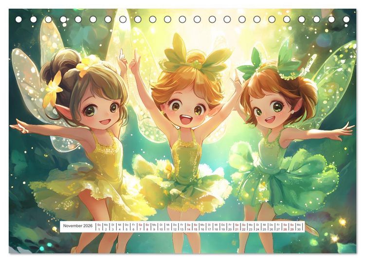 Produktbild: Magische Elfen - S&uuml;&szlig;e Elfen im Manga-Stil f&uuml;r ein zauberhaftes Jahr (Tischkalender 2026 DIN A5 quer), CALVENDO Monatskalender