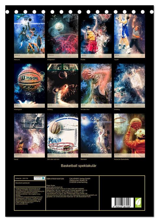 Produktbild: Basketball spektakul&auml;r (Tischkalender 2026 DIN A5 hoch), CALVENDO Monatskalender