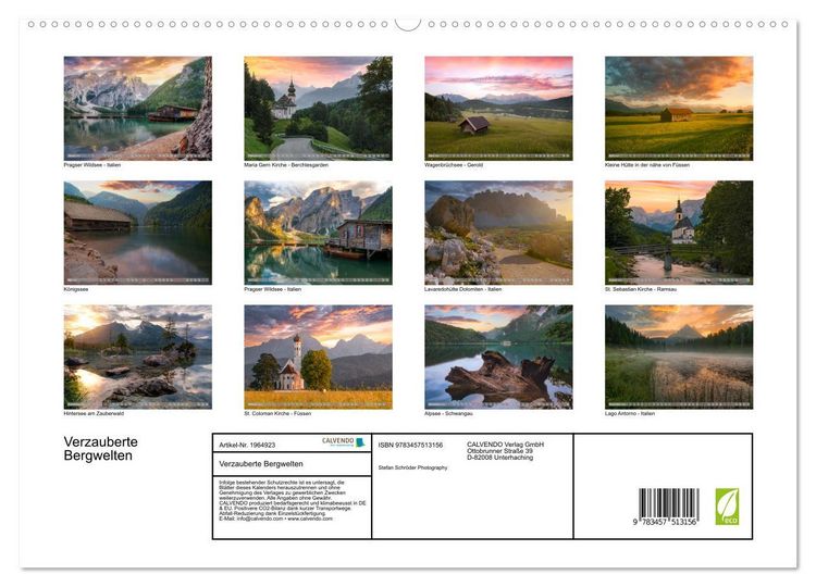 Produktbild: Verzauberte Bergwelten (hochwertiger Premium Wandkalender 2026 DIN A2 quer), Kunstdruck in Hochglanz