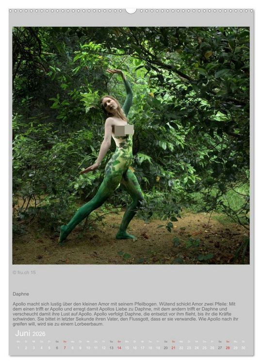 Produktbild: Verwandelte Frauen - Bodypainting-Metamorphosen nach Ovid (hochwertiger Premium Wandkalender 2026 DIN A2 hoch), Kunstdruck in Hochglanz