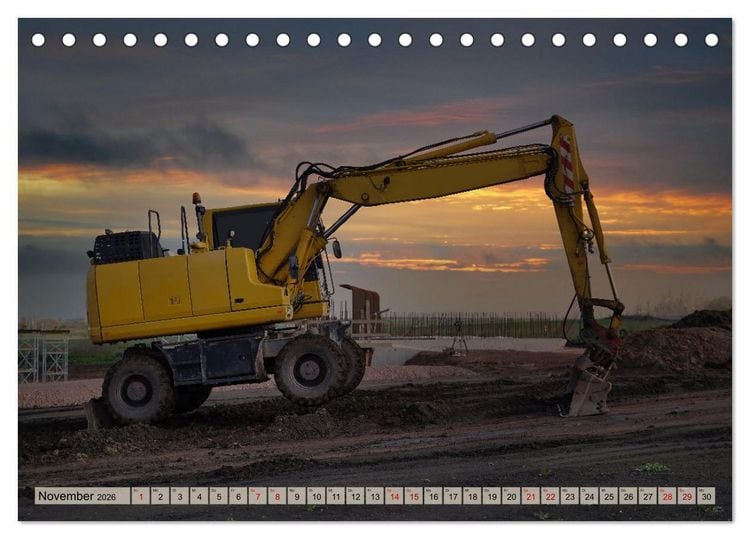Produktbild: Bagger im Einsatz (Tischkalender 2026 DIN A5 quer), CALVENDO Monatskalender
