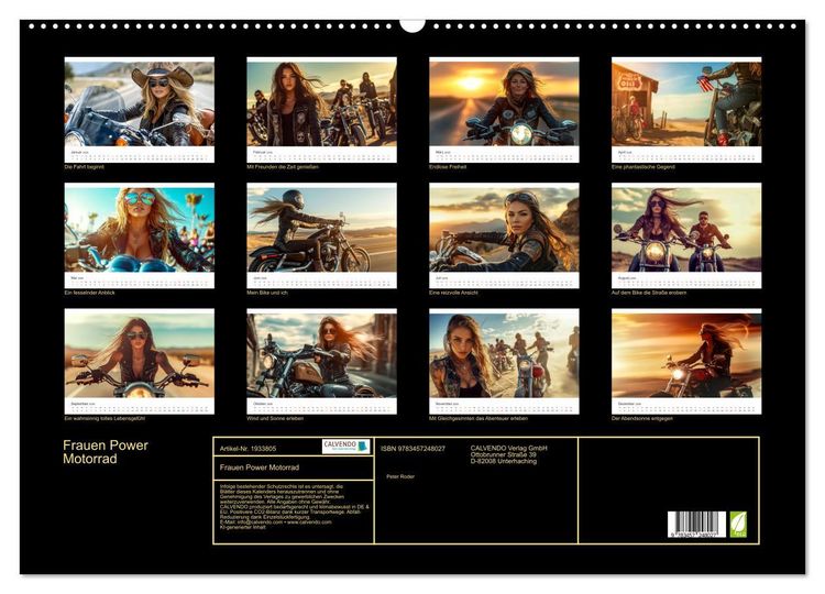 Produktbild: Frauen Power Motorrad (Wandkalender 2026 DIN A2 quer), CALVENDO Monatskalender