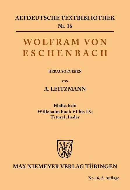 Produktbild: Willehalm Buch VI bis IX; Titurel; Lieder