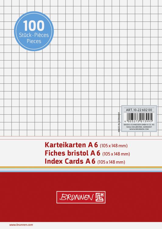 Produktbild: Brunnen Karteikarte A6 kar ws 100St