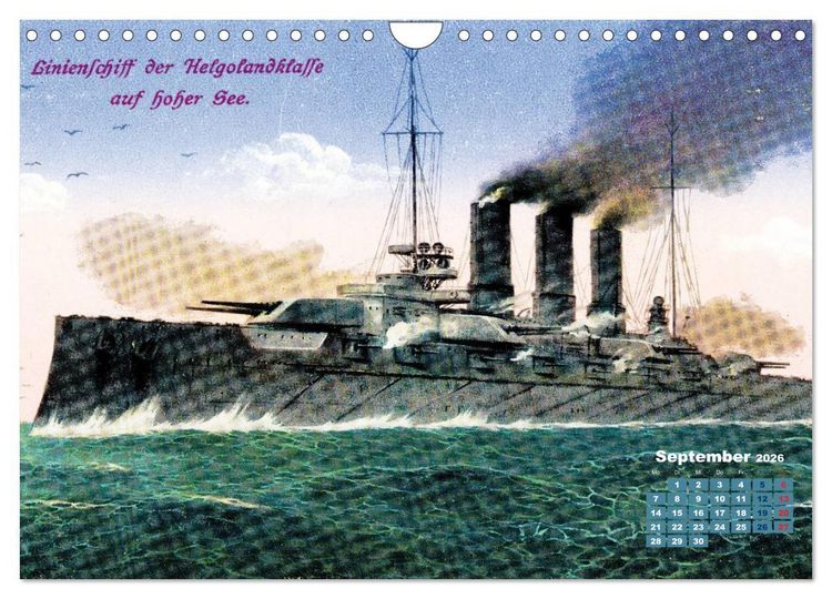 Produktbild: Fregatten, Kreuzer, Panzerschiffe &ndash; historische Karten von Kriegsschiffen (Wandkalender 2026 DIN A4 quer), CALVENDO Monatskalender
