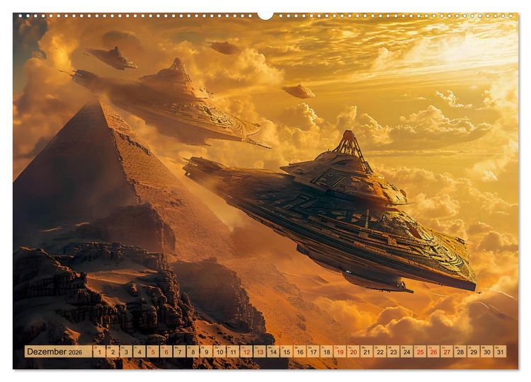 Produktbild: &Auml;gyptische Pr&auml;-Astronautik - Science Fiction G&ouml;tter im All (hochwertiger Premium Wandkalender 2026 DIN A2 quer), Kunstdruck in Hochglanz