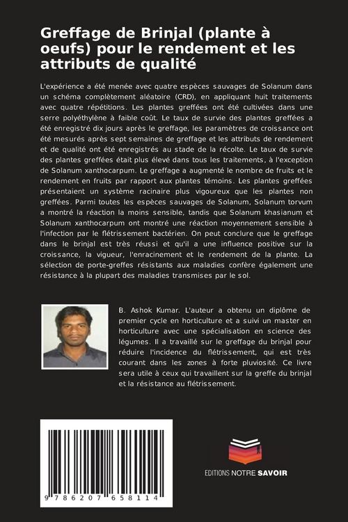 Produktbild: Greffage de Brinjal (plante &agrave; oeufs) pour le rendement et les attributs de qualit&eacute;