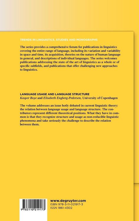 Produktbild: Language Usage and Language Structure