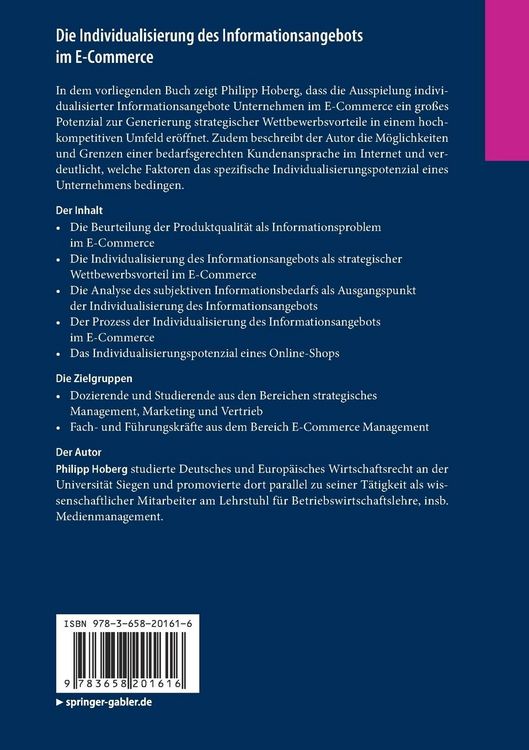 Produktbild: Die Individualisierung des Informationsangebots im E-Commerce