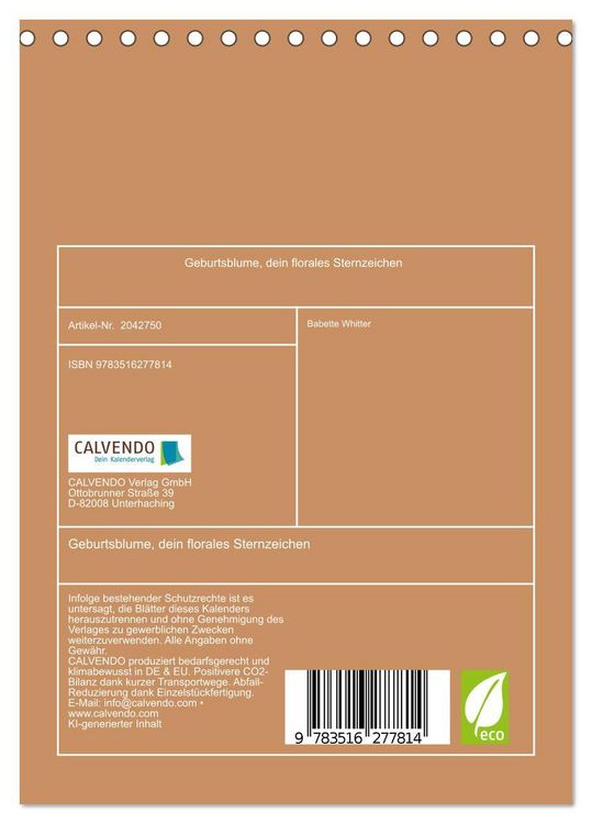 Produktbild: Geburtsblume, dein florales Sternzeichen (Tischkalender 2026 DIN A5 hoch), CALVENDO Monatskalender