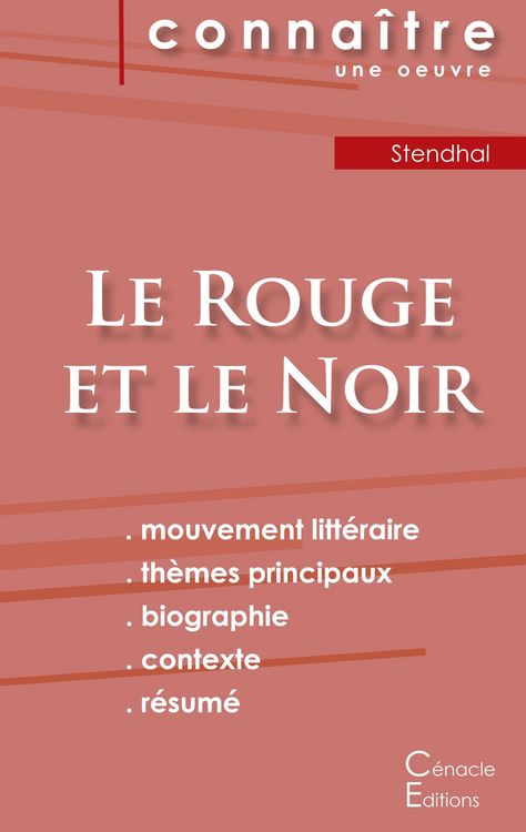 Produktbild: Fiche de lecture Le Rouge et le Noir de Stendhal (Analyse litt&eacute;raire de r&eacute;f&eacute;rence et r&eacute;sum&eacute; complet)