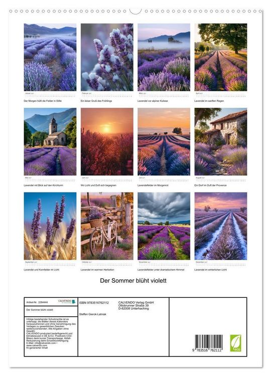 Produktbild: Der Sommer bl&uuml;ht violett (hochwertiger Premium Wandkalender 2027 DIN A2 hoch), Kunstdruck in Hochglanz