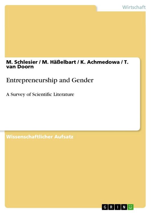 Produktbild: Entrepreneurship and Gender
