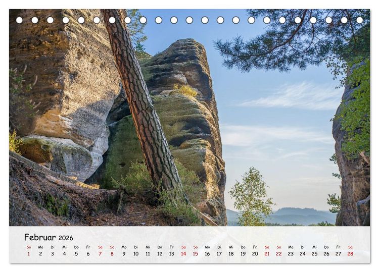 Produktbild: S&auml;chsische Schweiz - Beeindruckende Felsen und unber&uuml;hrte Natur (Tischkalender 2026 DIN A5 quer), CALVENDO Monatskalender