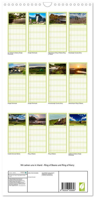 Produktbild: Familienplaner 2026 - Wir sehen uns in Irland - Ring of Beara und Ring of Kerry mit 5 Spalten (Wandkalender, 21 x 45 cm) CALVENDO