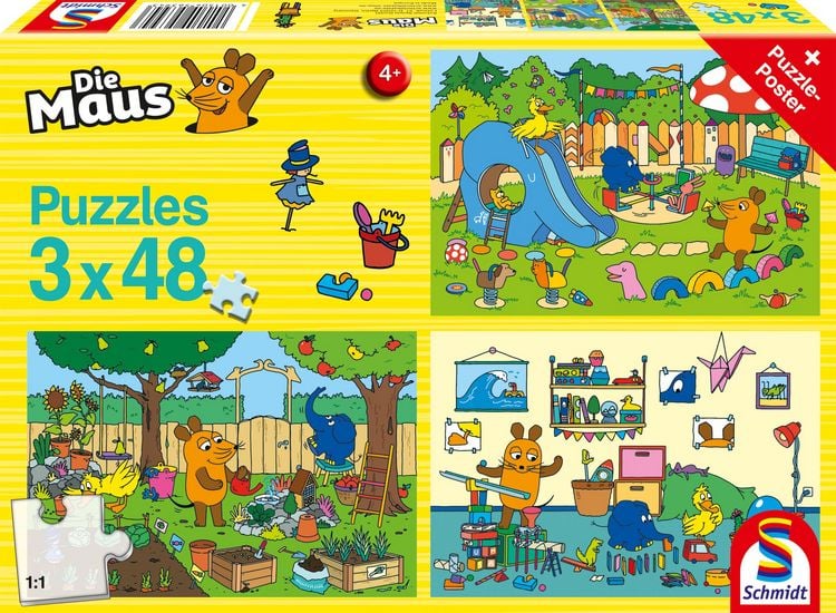 Produktbild: Ein Tag mit der Maus, 3x48 Teile Puzzle