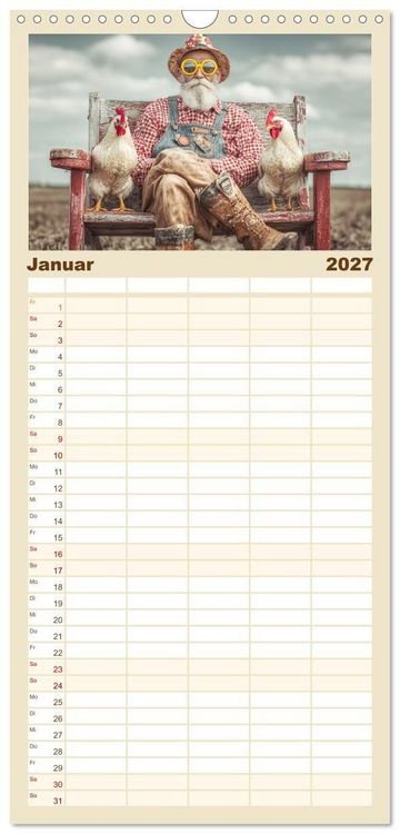 Produktbild: Familienplaner 2027 - Die H&uuml;hnerhelden. Witz und Charme mit M&auml;nnern, die Eier haben mit 5 Spalten (Wandkalender, 21 x 45 cm) CALVENDO