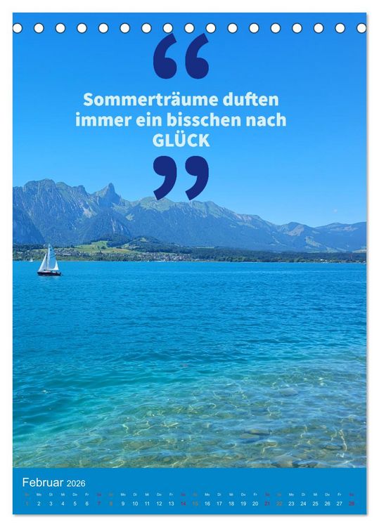 Produktbild: Verr&uuml;ckt nach SOMMER Urlaub- Auszeit - Spr&uuml;che (Tischkalender 2026 DIN A5 hoch), CALVENDO Monatskalender