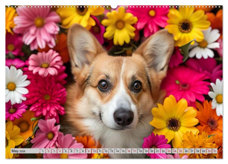 Produktbild: Corgis in Bloom (Wall Calendar 2026 DIN A2 landscape), CALVENDO 12 Month Wall Calendar