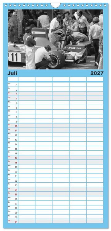 Produktbild: Familienplaner 2027 - Formel, Rennen, Boxengasse 1971-&acute;83 mit 5 Spalten (Wandkalender, 21 x 45 cm) CALVENDO