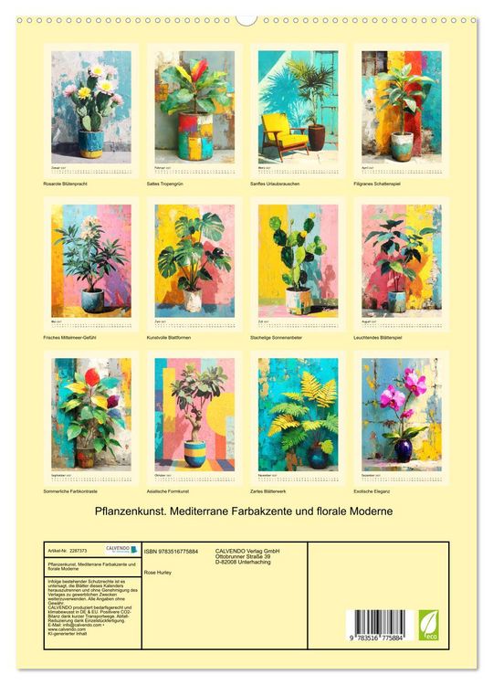 Produktbild: Pflanzenkunst. Mediterrane Farbakzente und florale Moderne (hochwertiger Premium Wandkalender 2027 DIN A2 hoch), Kunstdruck in Hochglanz