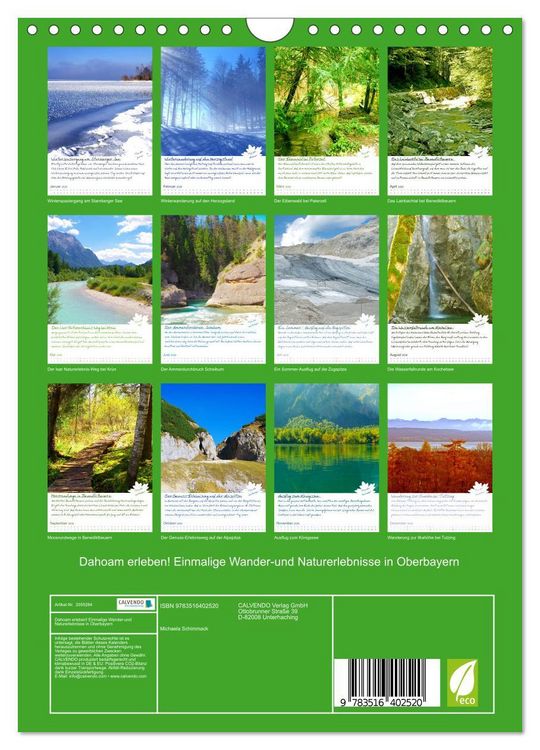 Produktbild: Dahoam erleben! Einmalige Wander-und Naturerlebnisse in Oberbayern (Wandkalender 2026 DIN A4 hoch), CALVENDO Monatskalender
