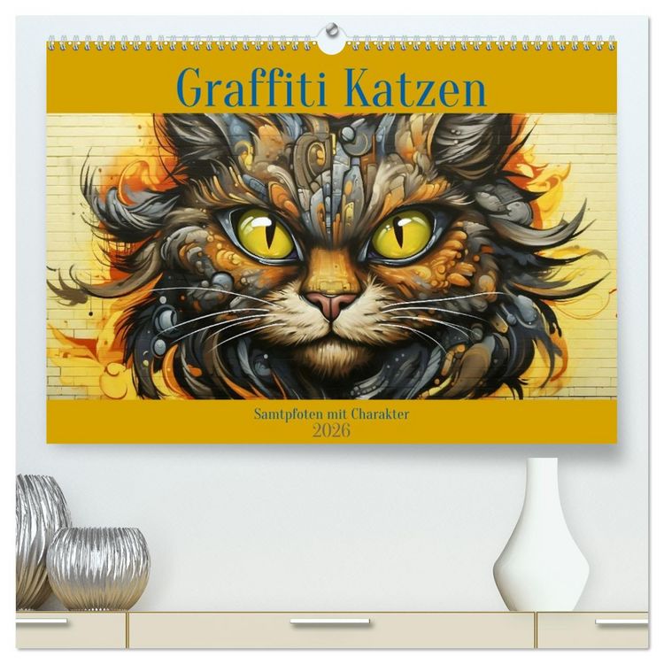 Produktbild: Graffiti Katzen (hochwertiger Premium Wandkalender 2026 DIN A2 quer), Kunstdruck in Hochglanz
