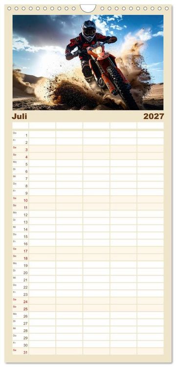 Produktbild: Familienplaner 2027 - W&uuml;stenabenteuer - Spektakul&auml;re Moto-Rallys mit 5 Spalten (Wandkalender, 21 x 45 cm) CALVENDO