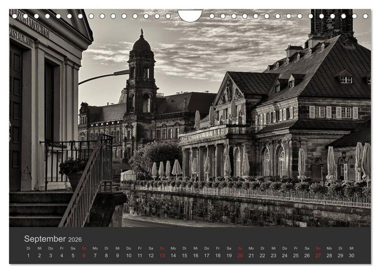 Produktbild: Dresden Schwarz Weiss 2026 (Wandkalender 2026 DIN A4 quer), CALVENDO Monatskalender