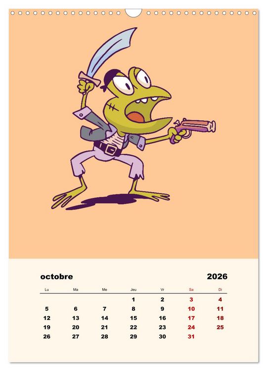 Produktbild: Les petits animaux pirates (Calendrier mural 2026 DIN A3 horizontal), CALVENDO calendrier mensuel