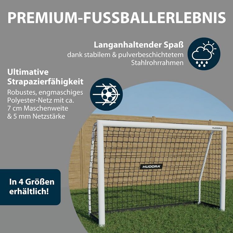 Produktbild: HUDORA 76952 - Fu&szlig;balltor Advanced 120, wei&szlig;, Ma&szlig;e: 120x60x80cm