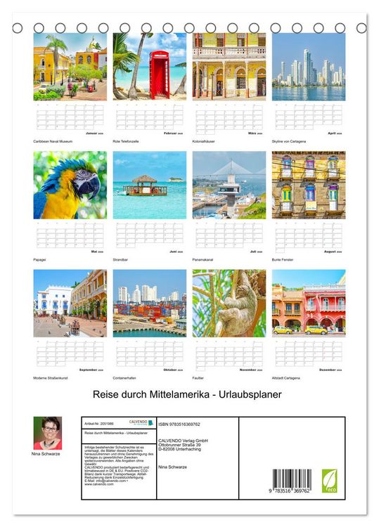 Produktbild: Reise durch Mittelamerika - Urlaubsplaner (Tischkalender 2026 DIN A5 hoch), CALVENDO Monatskalender