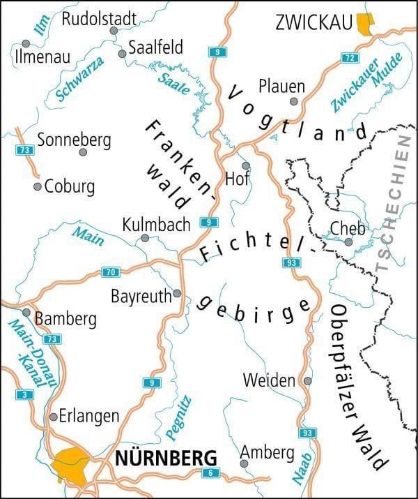 Produktbild: BVA ADFC Radtourenkarte Oberfranken /Vogtland 1:150.000
