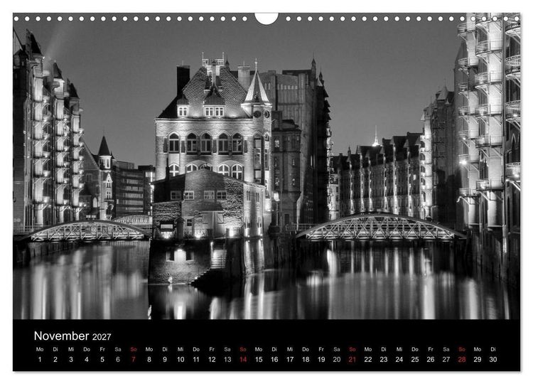 Produktbild: Hamburg monochrome Impressionen (Wandkalender 2027 DIN A3 quer), CALVENDO Monatskalender