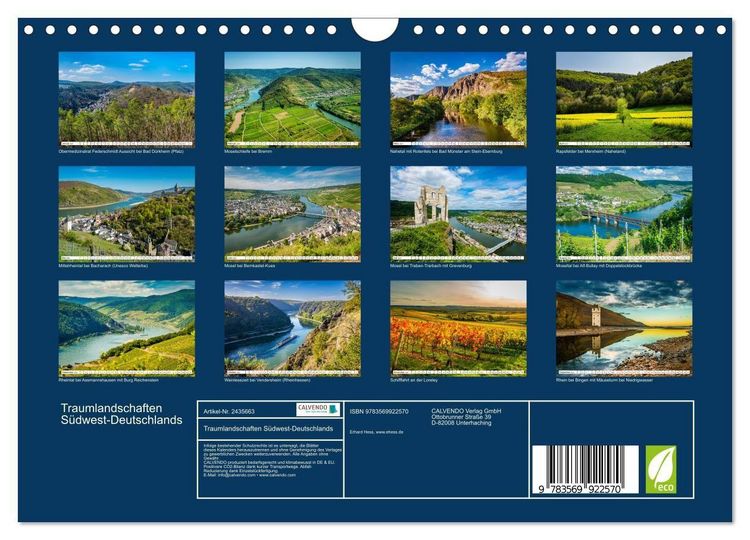 Produktbild: Traumlandschaften S&uuml;dwest-Deutschlands (Wandkalender 2027 DIN A4 quer), CALVENDO Monatskalender
