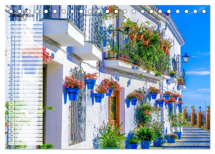 Produktbild: Die wei&szlig;en D&ouml;rfer Andalusiens (Tischkalender 2026 DIN A5 quer), CALVENDO Monatskalender