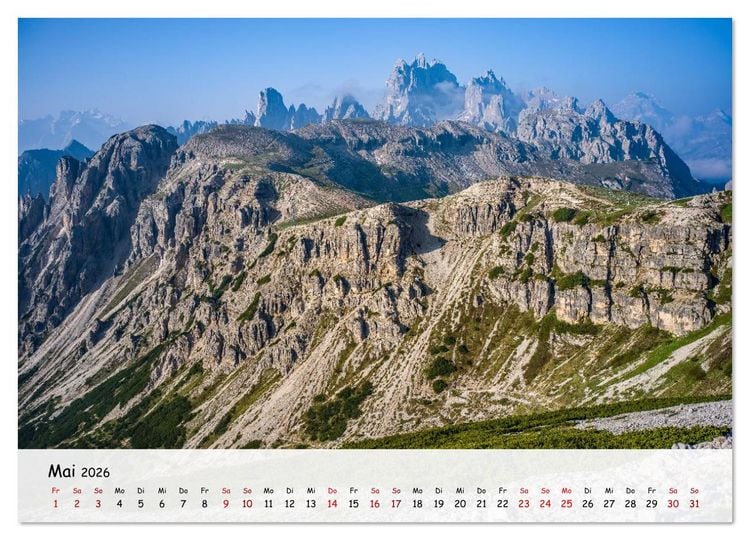 Produktbild: Drei Zinnen-Wanderung: Vom Misurinasee bis nach oben zum Rienzplateau (Wandkalender 2026 DIN A4 quer), CALVENDO Monatskalender