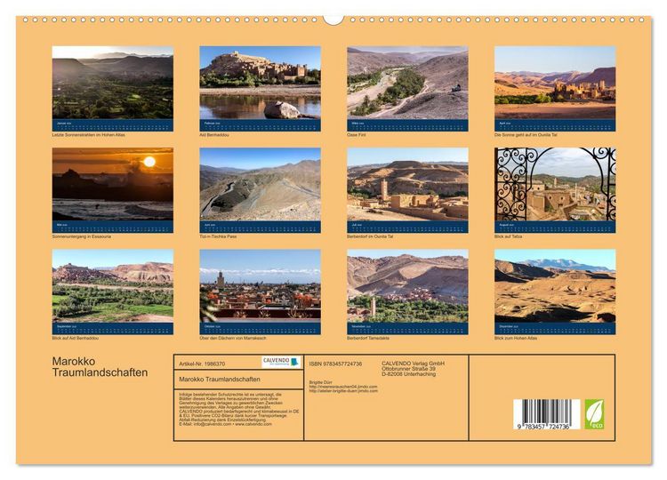 Produktbild: Marokko Traumlandschaften (hochwertiger Premium Wandkalender 2026 DIN A2 quer), Kunstdruck in Hochglanz