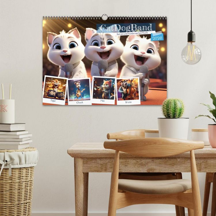 Produktbild: CatDogBand (Wandkalender 2026 DIN A3 quer), CALVENDO Monatskalender